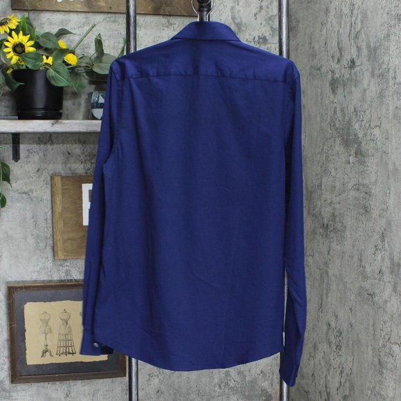 Michael Kors Men Slim-Fit Blue Long-Sleeve Stretch Dress Shirt Blue M 15 34/35 - Picture 2 of 6